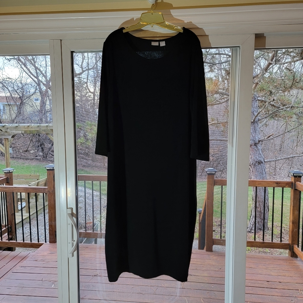 Chicos Size 4 Black Traveler Dress Brand New